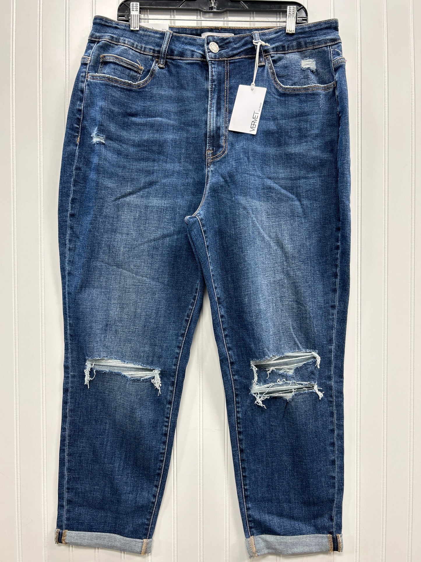 Jeans Skinny By Vervet In Blue Denim, Size:16