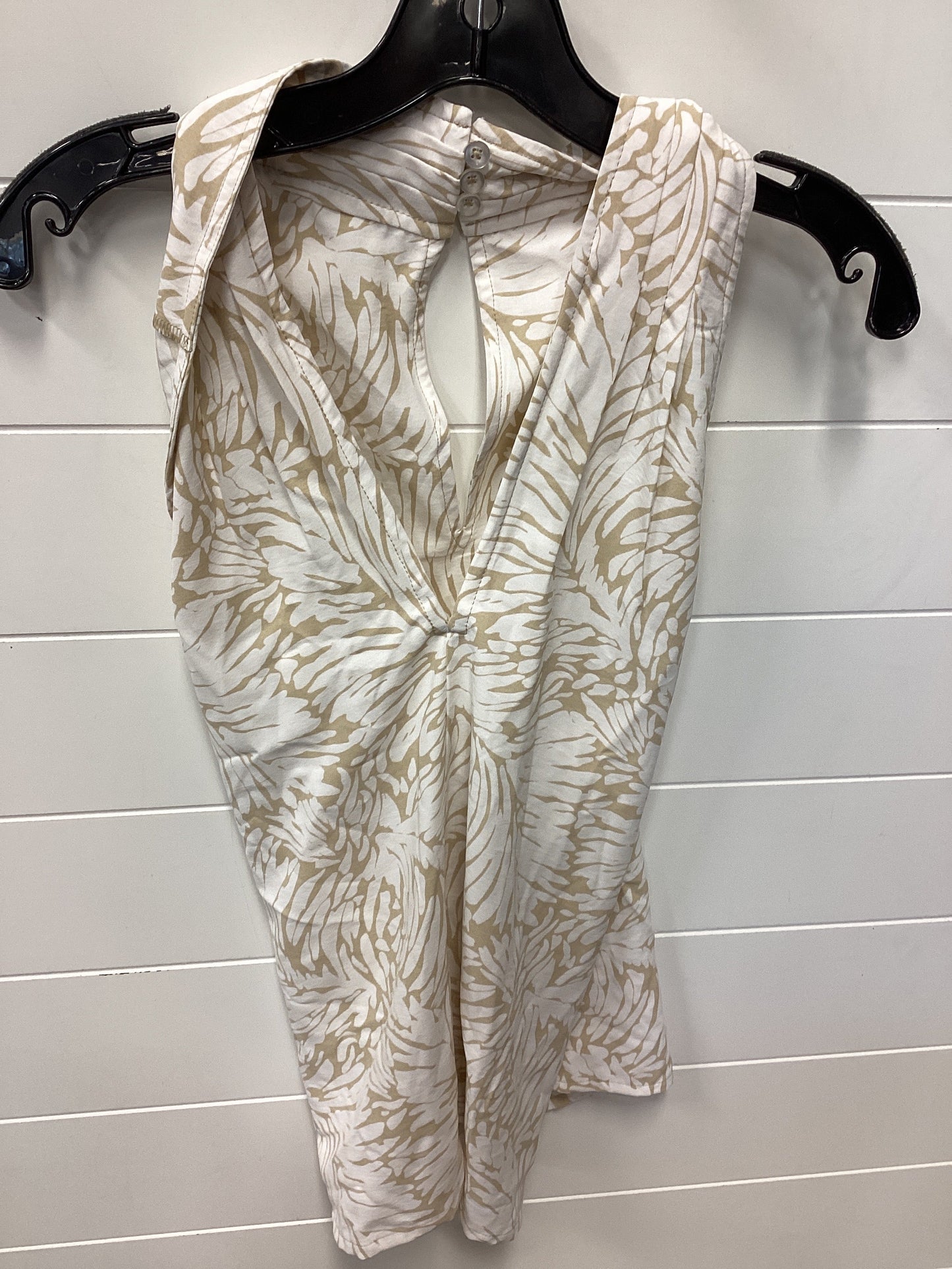 Top Sleeveless By Lands End In Tan & White, Size:M