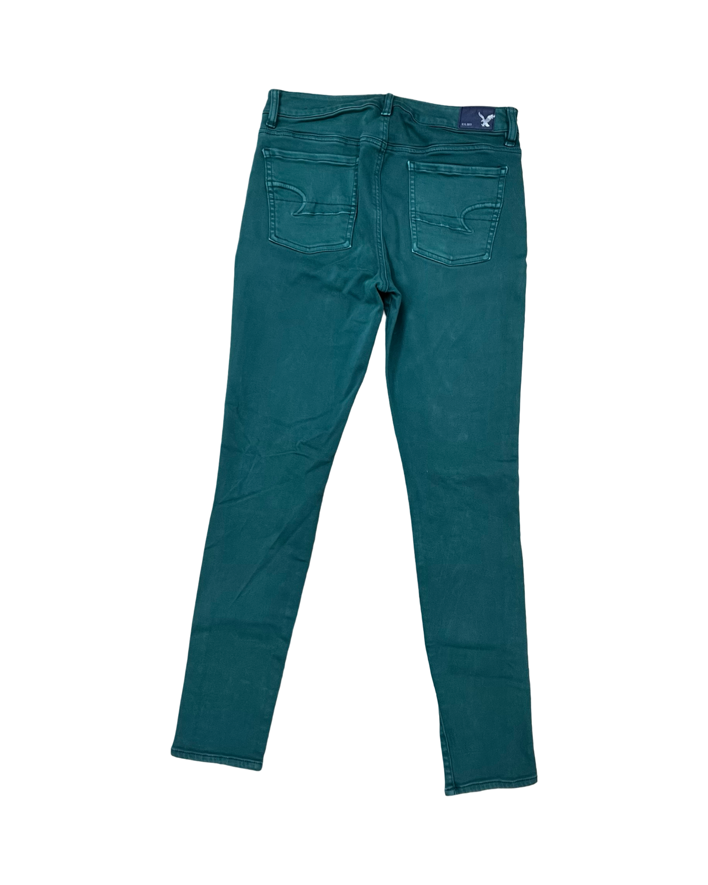 Jeans Skinny By American Eagle In Green Denim, Size:10