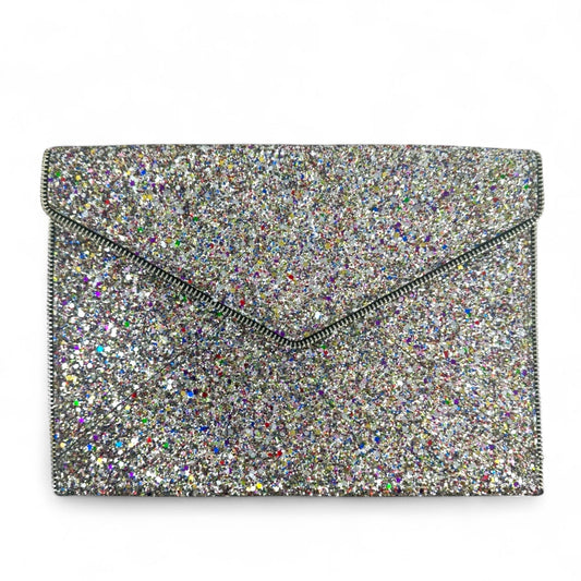 Leo Glitter Envelope Clutch Designer By Rebecca Minkoff, Size: Large