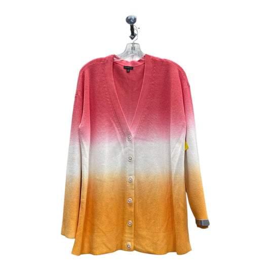 Sweater Cardigan By Talbots In Pink & White, Size:Xl