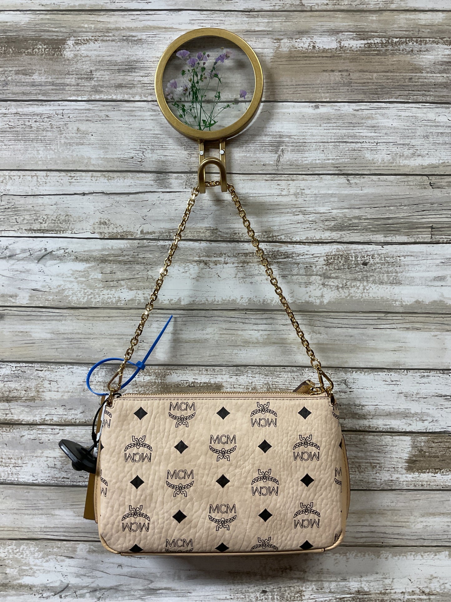 Handbag Luxury Designer By Mcm In Tan, Size:Small