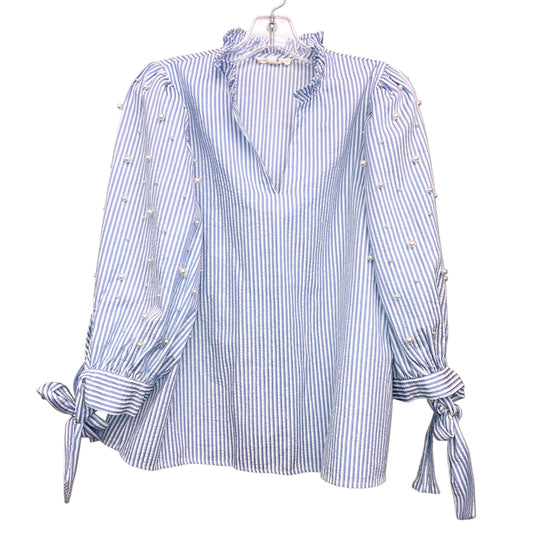 Top 3/4 Sleeve By Entro In Blue & White, Size:M