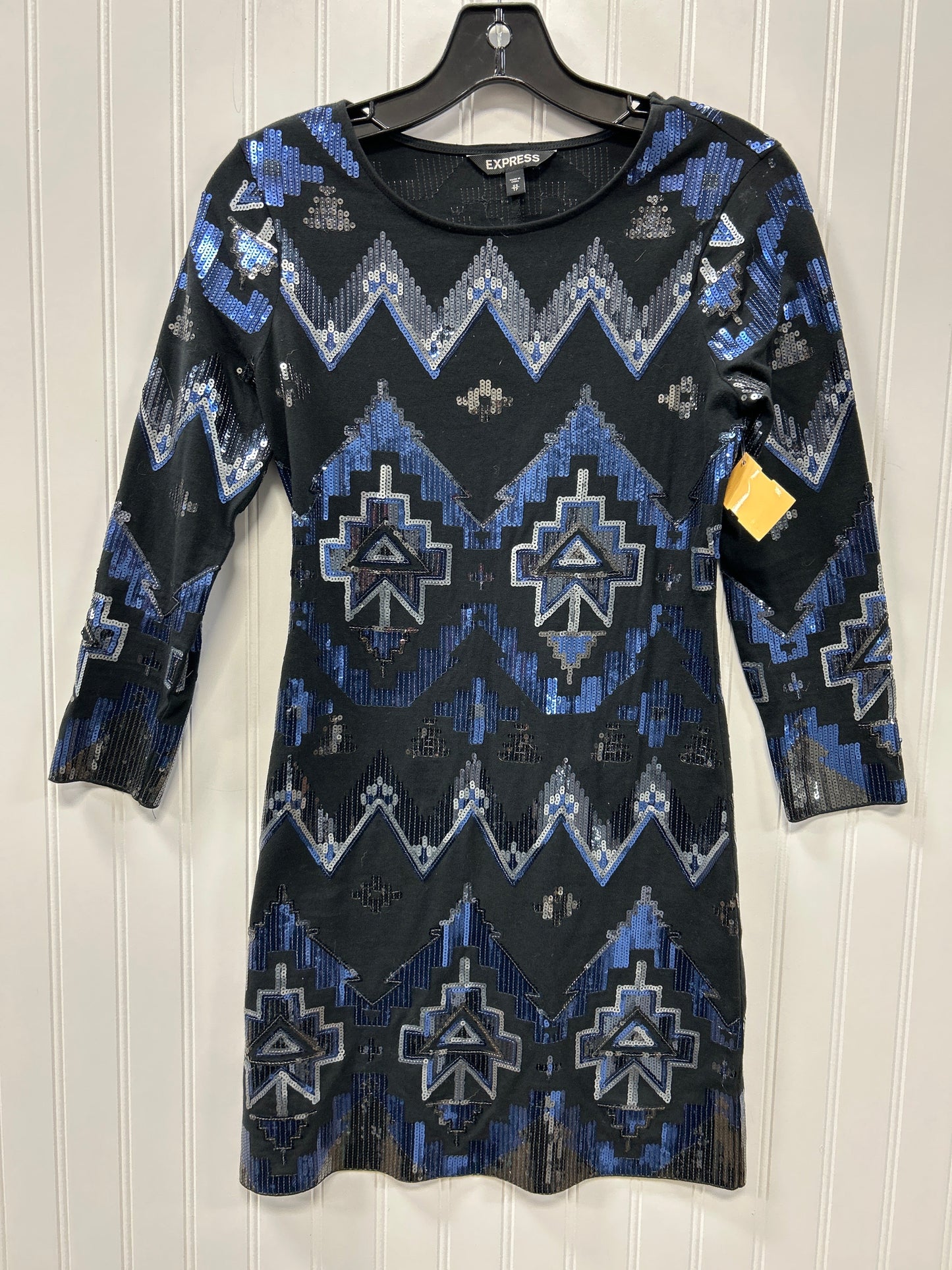 Dress Party Short By Express In Black & Blue, Size:Xs