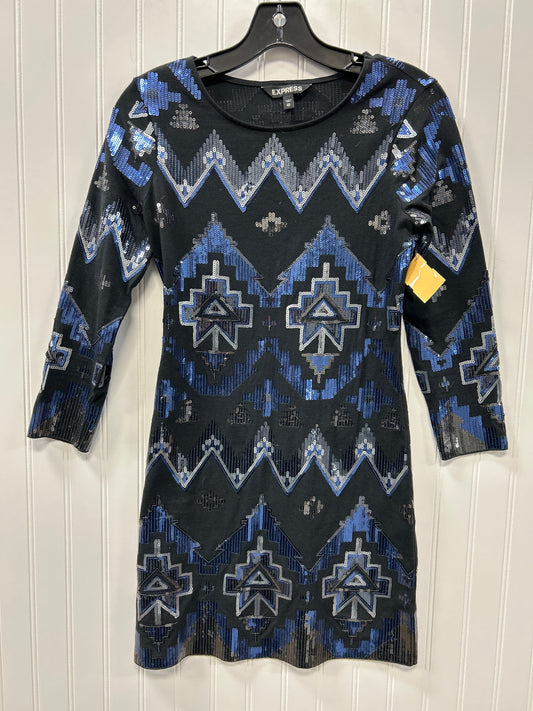 Dress Party Short By Express In Black & Blue, Size:Xs