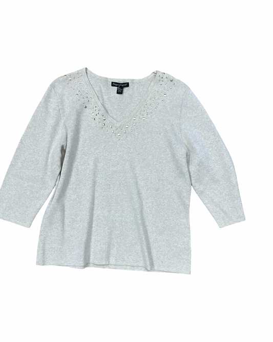 Sweater By Designer Originals In Cream, Size:Xl