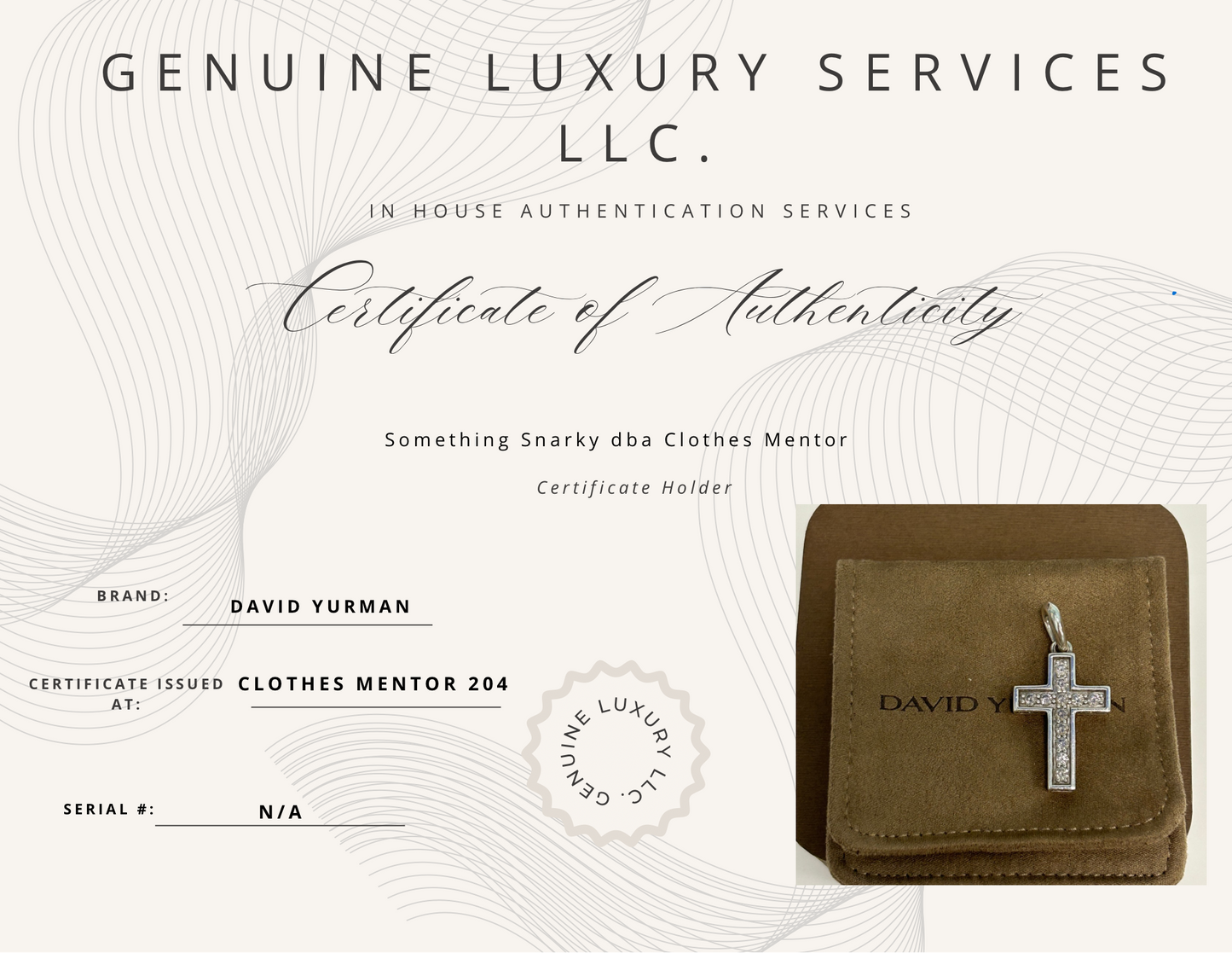 David Yurman Pave Diamond Cross Luxury Designer Pendant