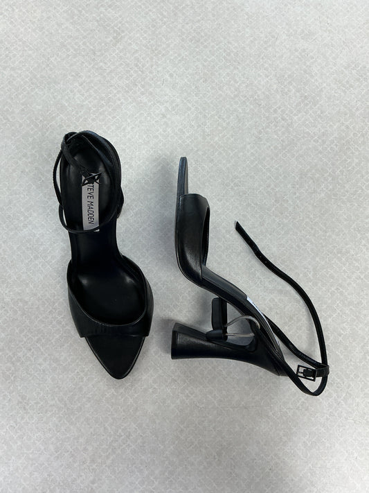 Sandals Heels Block By Steve Madden In Black, Size:8.5