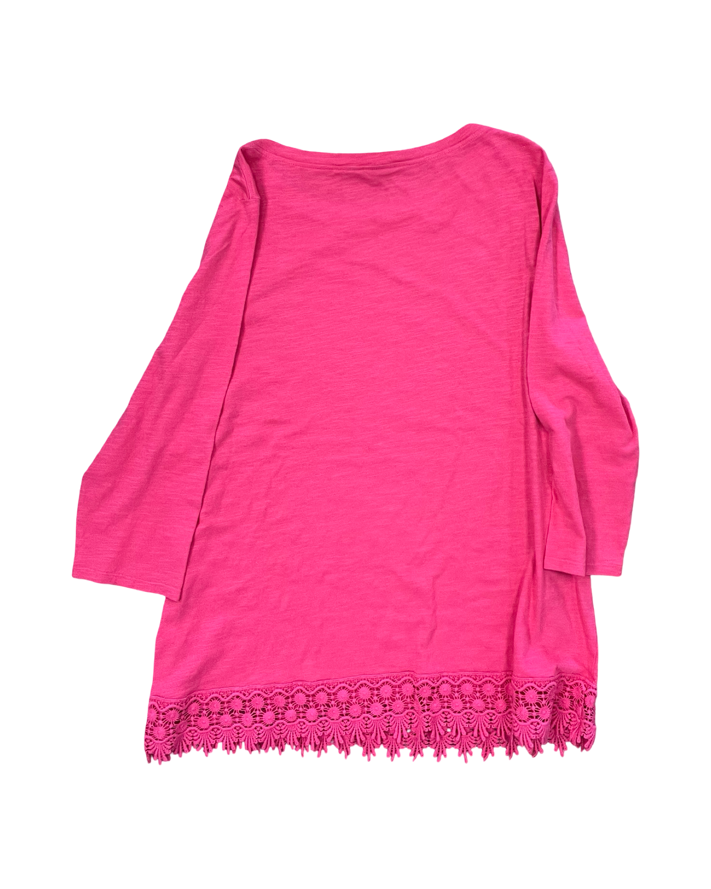 Top 3/4 Sleeve By Chicos In Pink, Size:L