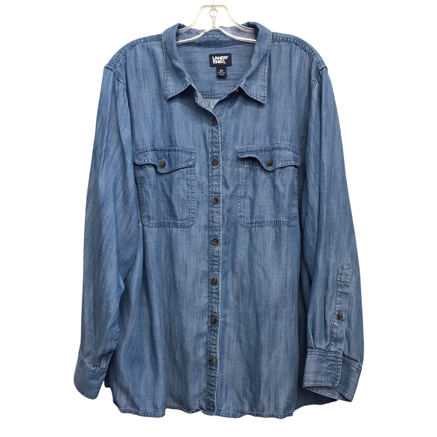 Top Ls By Lands End In Blue Denim, Size:2X