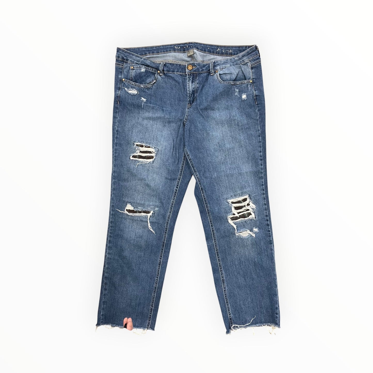 Jeans Straight By Natural Reflections In Blue Denim, Size:18
