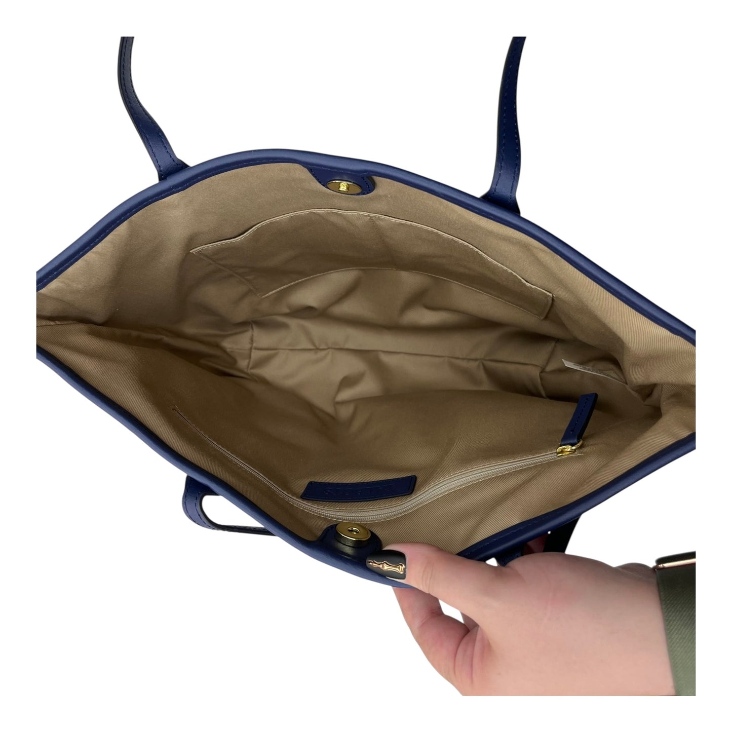 Handbag Leather By Talbots In Blue, Size:Large