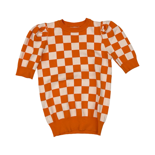 Sweater Ss By Vine & Love In Orange & White, Size:S