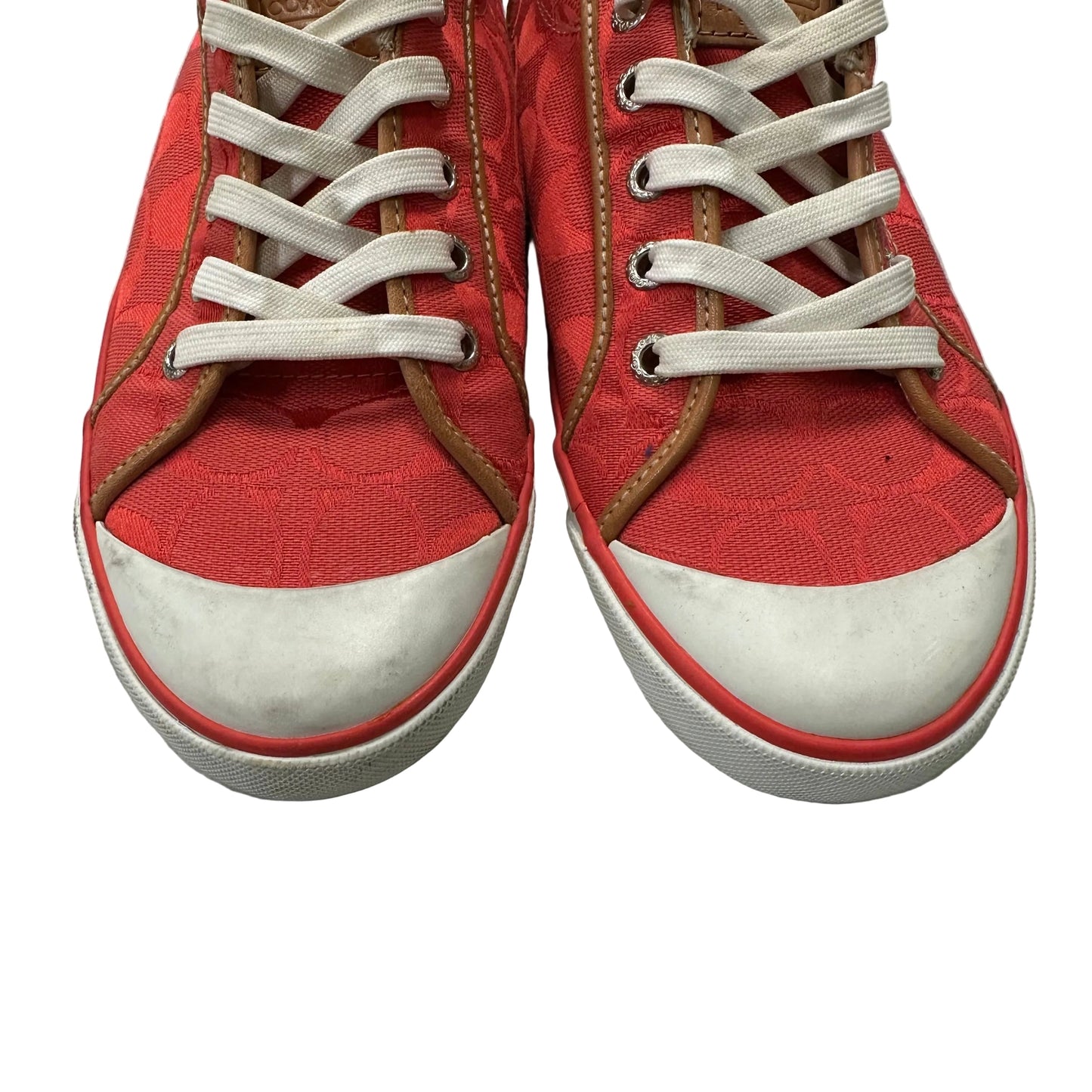 Shoes Designer By Coach In Red & Tan, Size:6.5