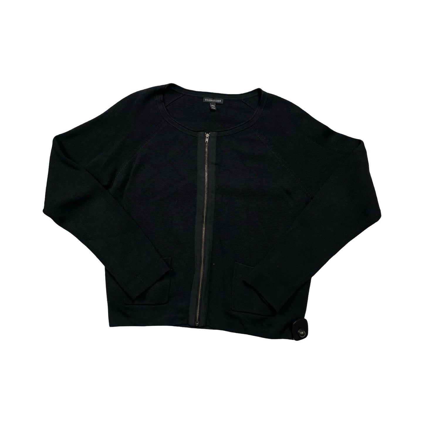 Sweater Cardigan Designer By Eileen Fisher In Black, Size:M
