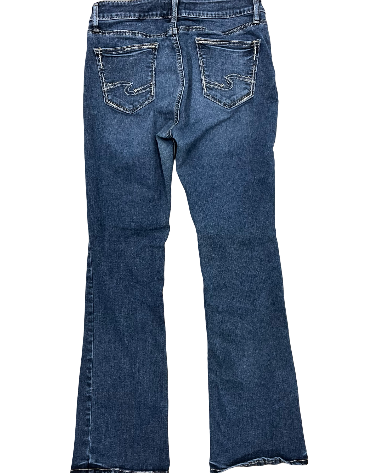 Jeans Boot Cut By Silver In Blue Denim, Size:12