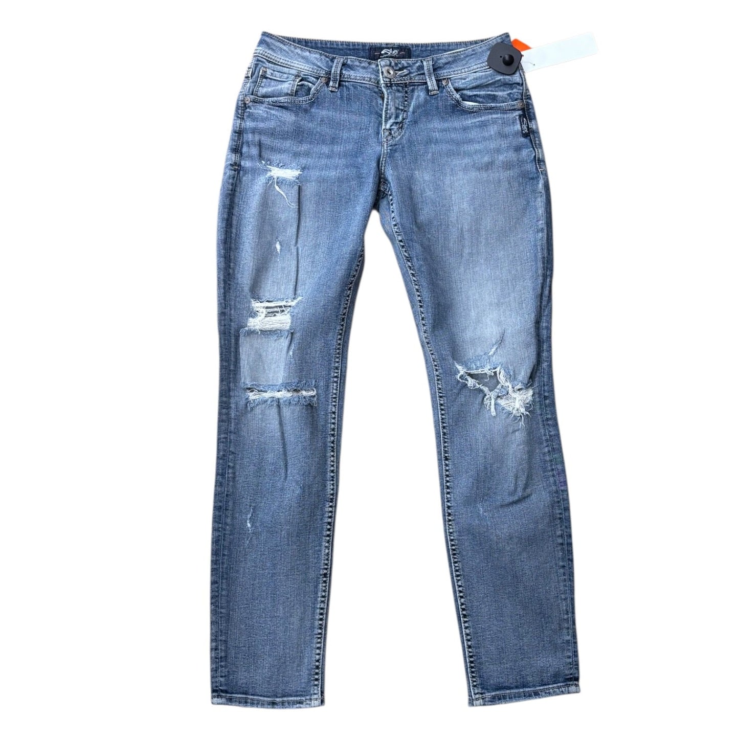 Jeans Straight By Silver In Blue Denim, Size:4