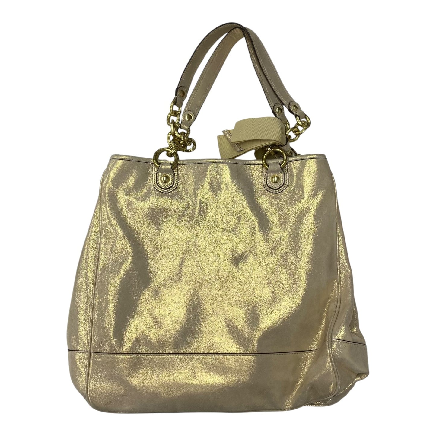 Handbag Designer By Coach In Gold, Size:Large