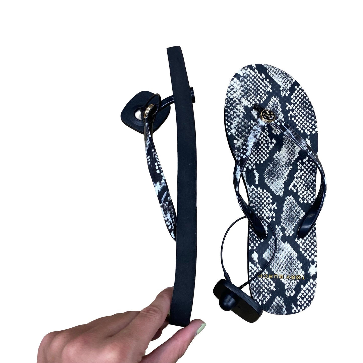 Sandals Designer By Tory Burch In Snakeskin Print, Size:6