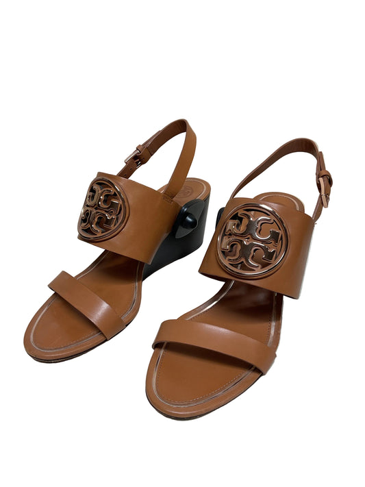 Sandals Designer By Tory Burch In Brown & Gold, Size:10
