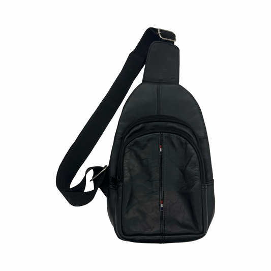 Crossbody Leather By Tommy Hilfiger In Black, Size:Medium