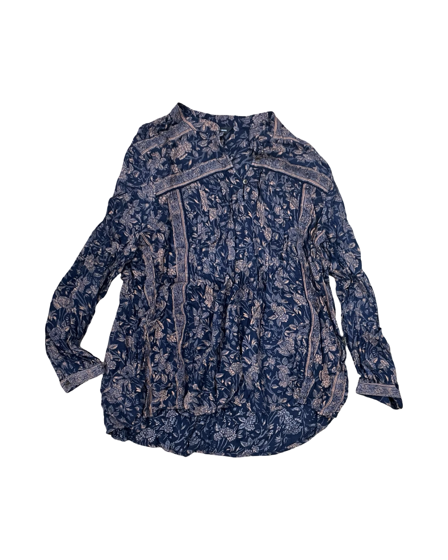 Top 3/4 Sleeve By Lucky Brand In Blue & Orange, Size:M