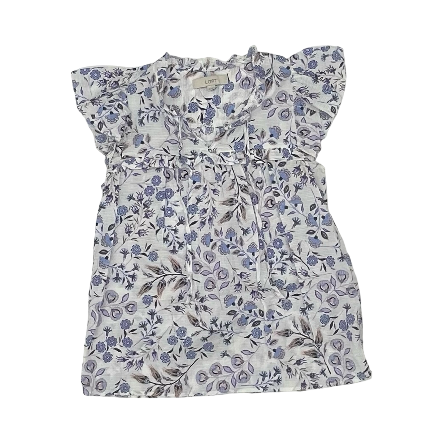 Blouse Sleeveless By Loft In Blue & White, Size:Xs