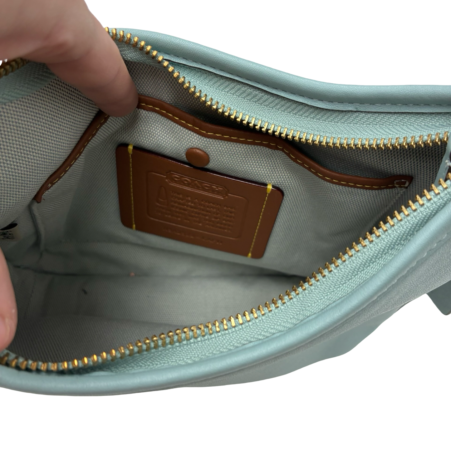 Handbag Designer By Coach In Aqua, Size:Small