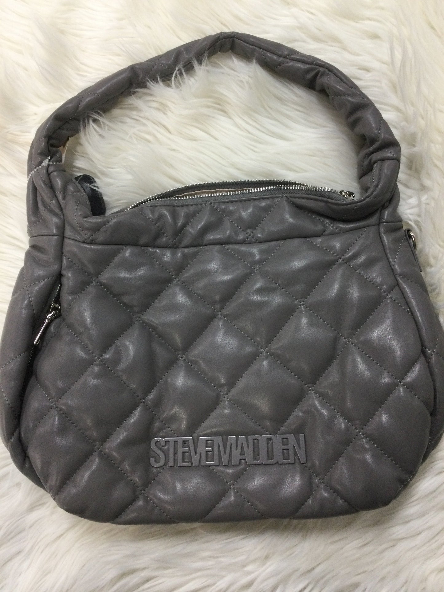 Handbag By Steve Madden In Grey, Size:Large