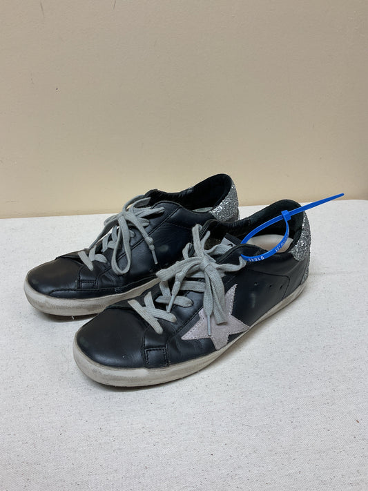 Shoes Luxury Designer By Golden Goose In Black & Silver, Size:36