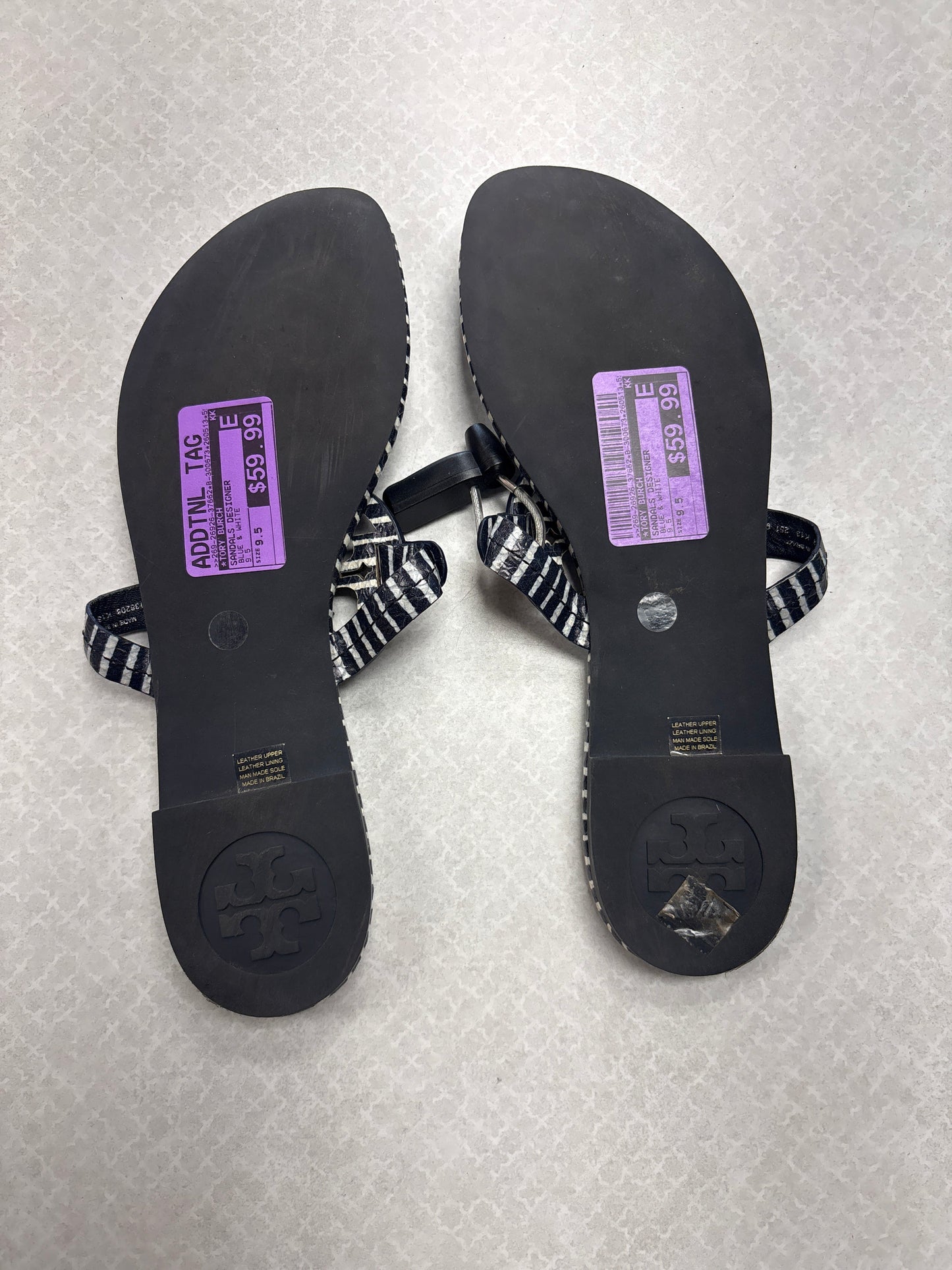 Sandals Designer By Tory Burch In Blue & White, Size:9.5