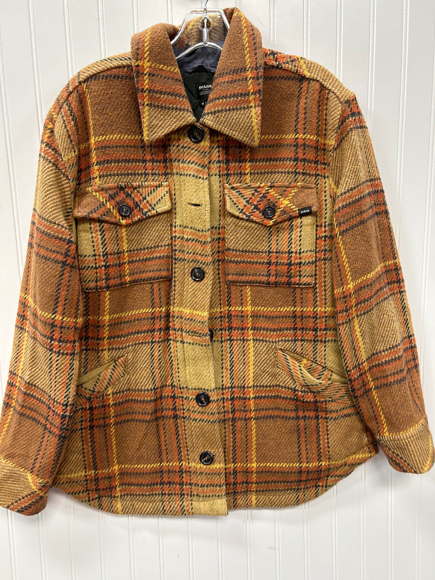 Jacket Fleece By Prana In Orange & Tan, Size:M