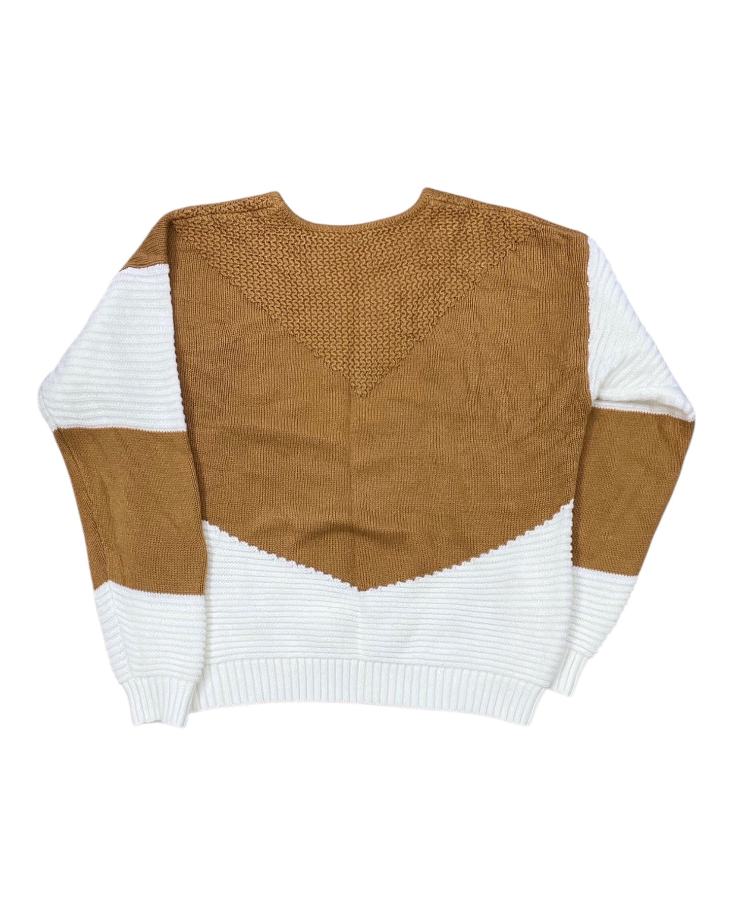 Sweater By Clothes Mentor In Orange & White, Size:L