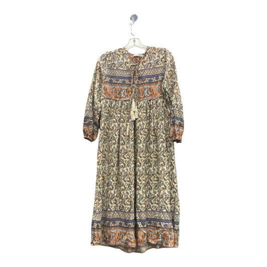 Dress Casual Midi By R.Vioimos In Cream & Orange, Size:M