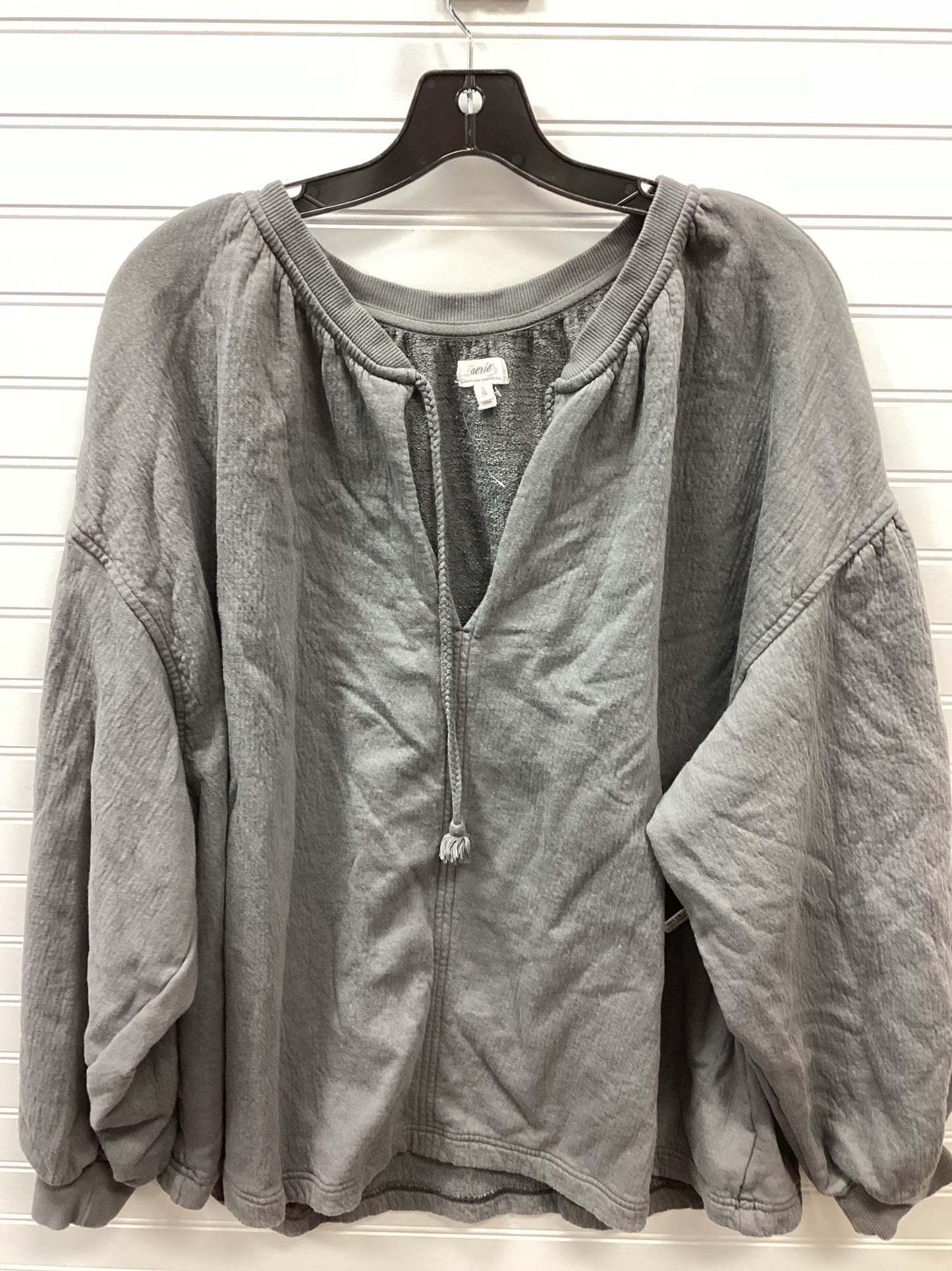 Blouse Ls By Aerie In Grey, Size:Xl