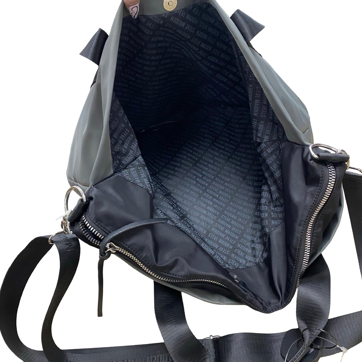 Handbag By Steve Madden In Black & Grey, Size:Large