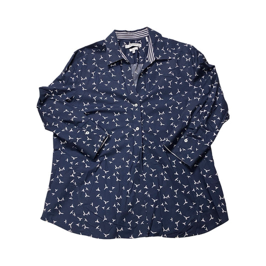 Top Ls By Foxcroft In Blue & White, Size:Xxl