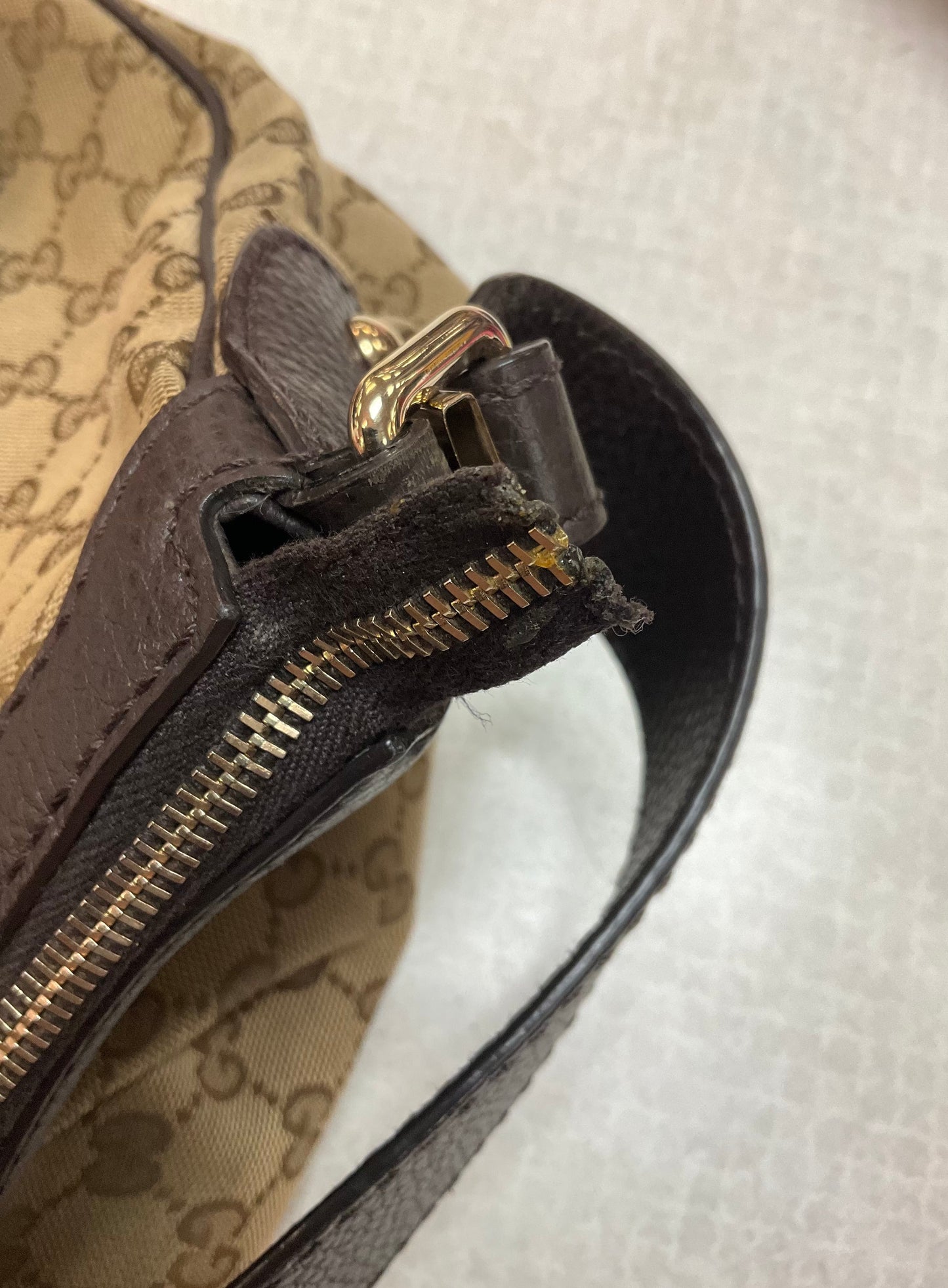 Handbag Luxury Designer By Gucci In Brown, Size:Large