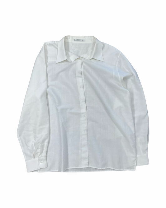 Blouse Ls By Foxcroft In White, Size:1X