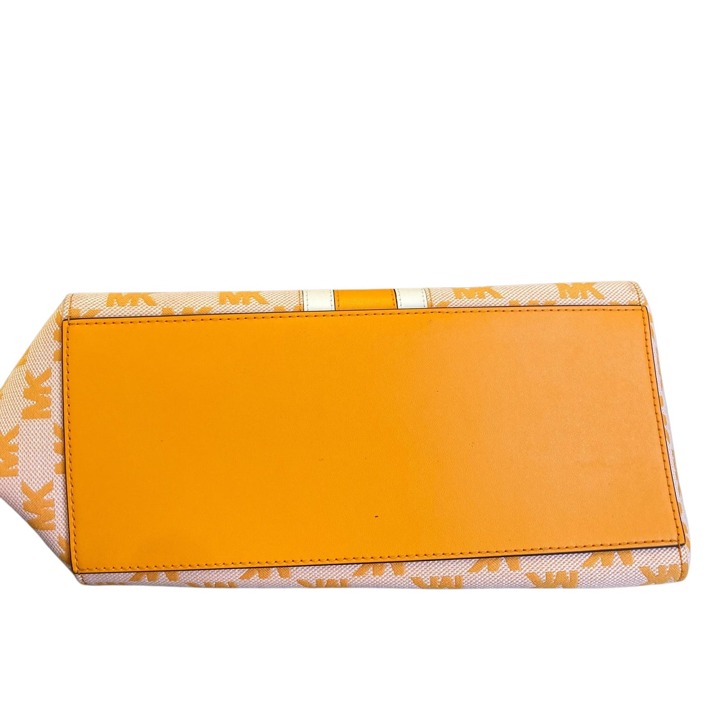 Handbag Designer By Michael Kors In Orange & White, Size:Large