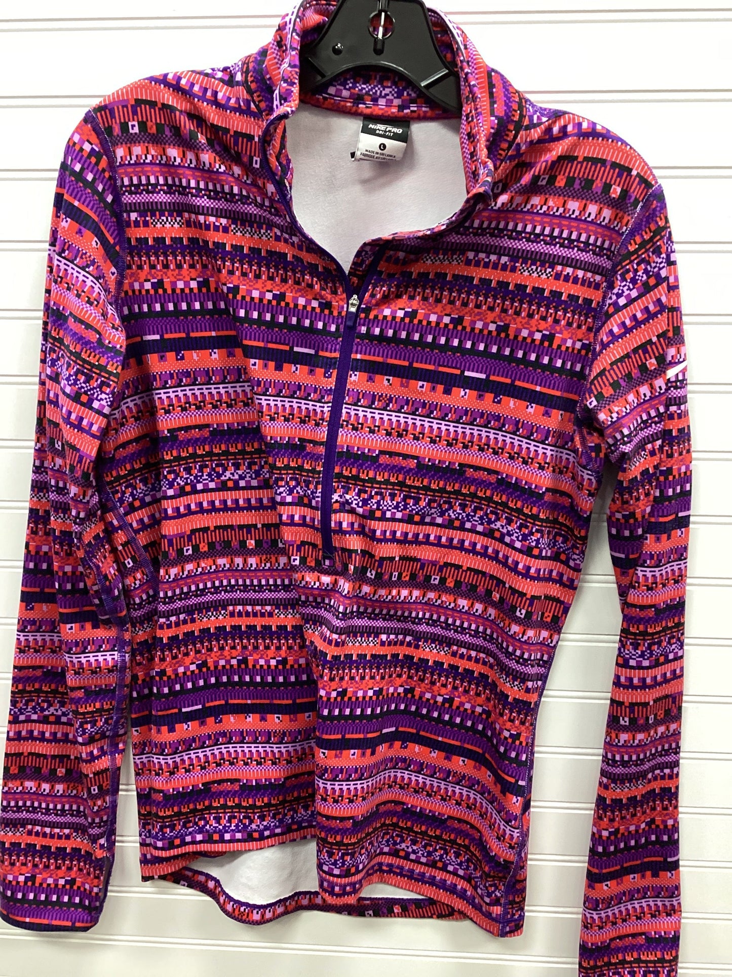 Athletic Top Ls Collar By Nike Apparel In Multi, Size:L