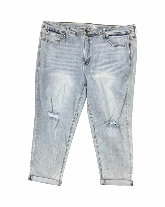 Jeans Straight By Terra & Sky In Blue Denim, Size:22