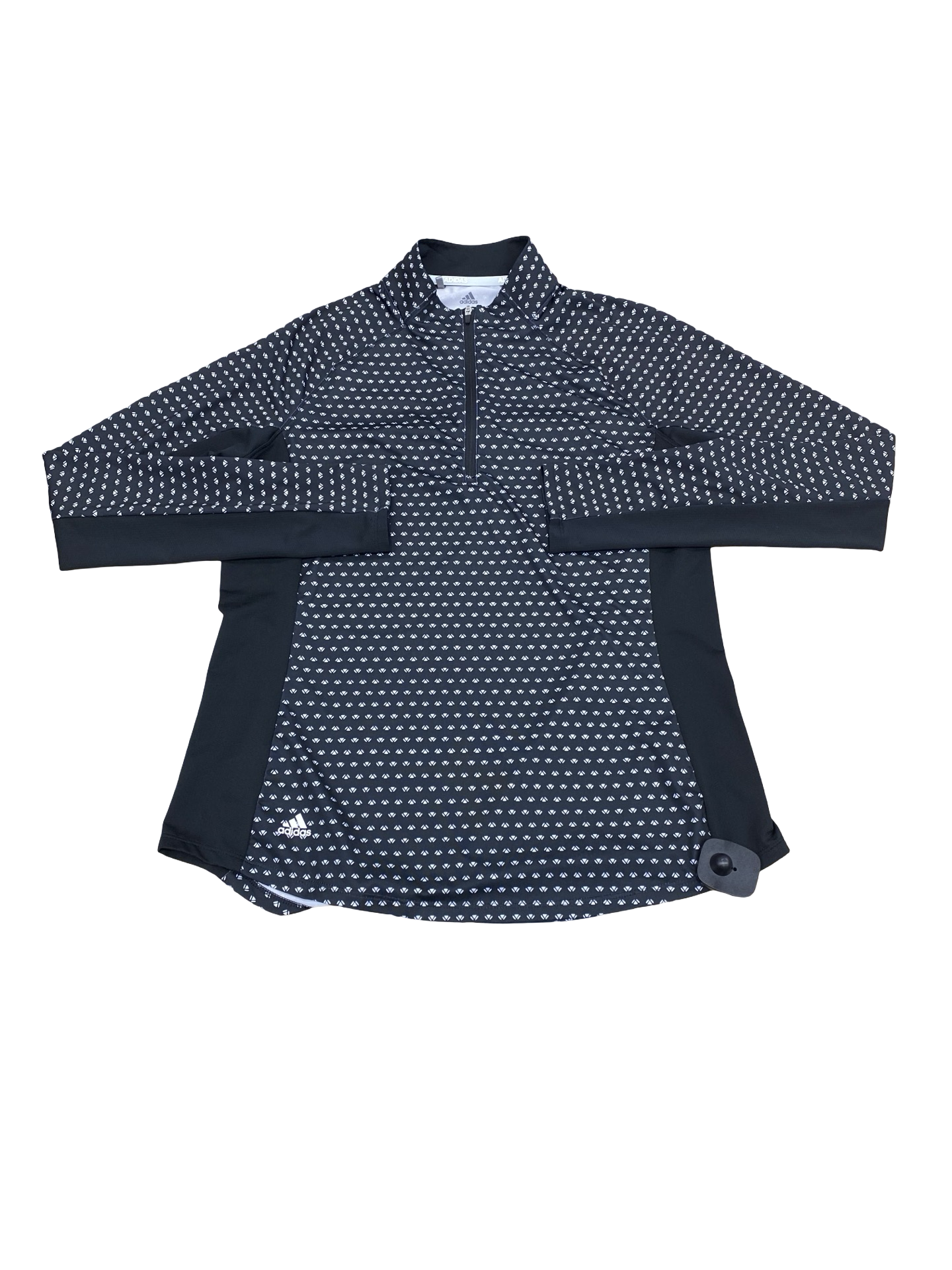 Athletic Top Ls Collar By Adidas In Black & White, Size:M