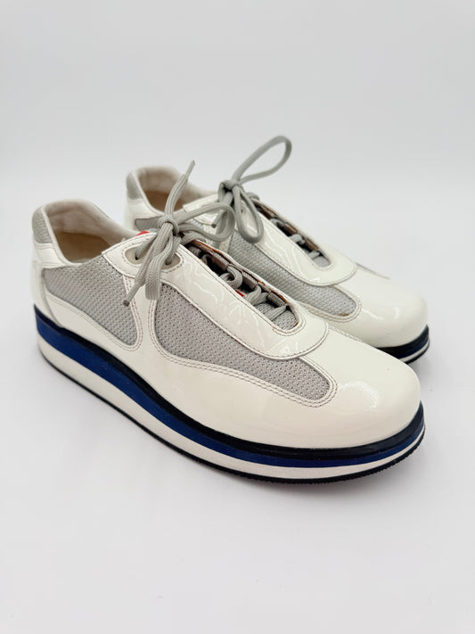 Shoes Luxury Designer By Prada In White, Size:8.5