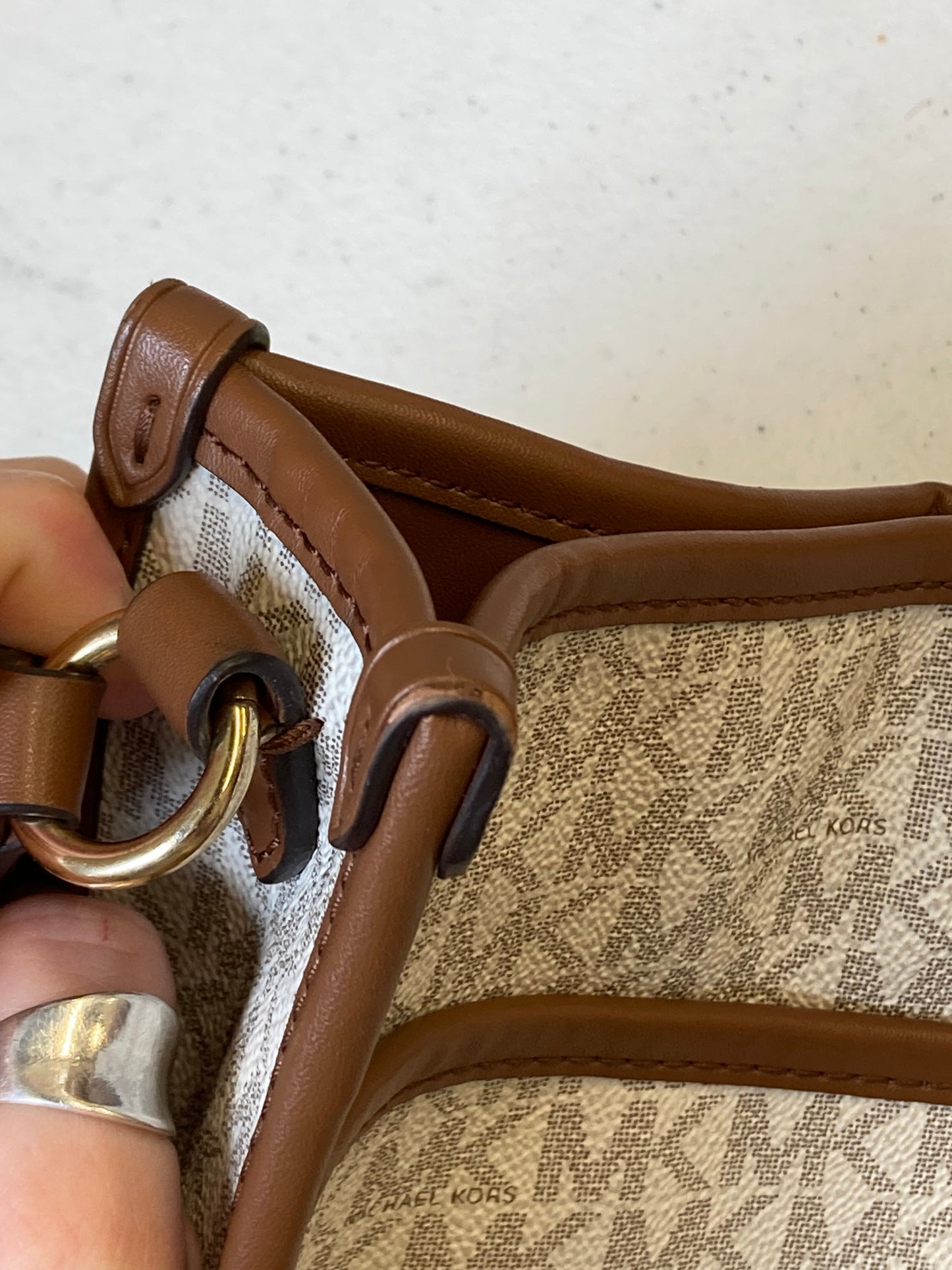 Crossbody Designer By Michael Kors In Cream, Size:Medium