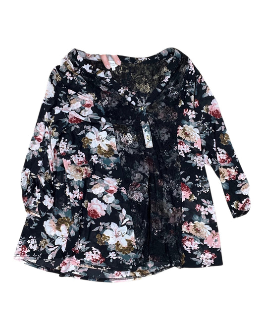 Top 3/4 Sleeve By Siren Lily In Black & Pink, Size:2X