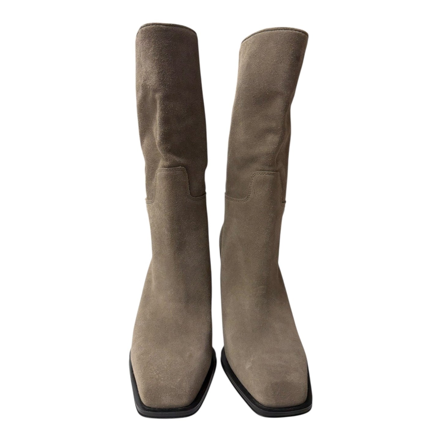 Boots Knee Heels By Cmc In Taupe, Size:8.5