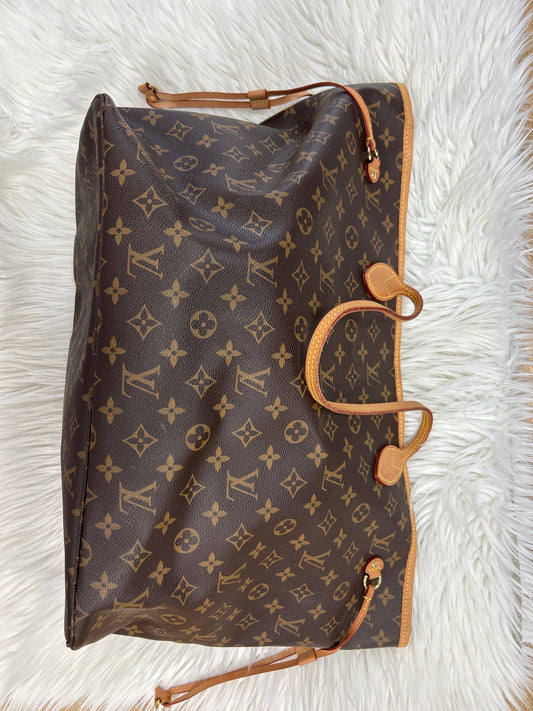 Handbag Luxury Designer By Louis Vuitton In Brown, Size:Large
