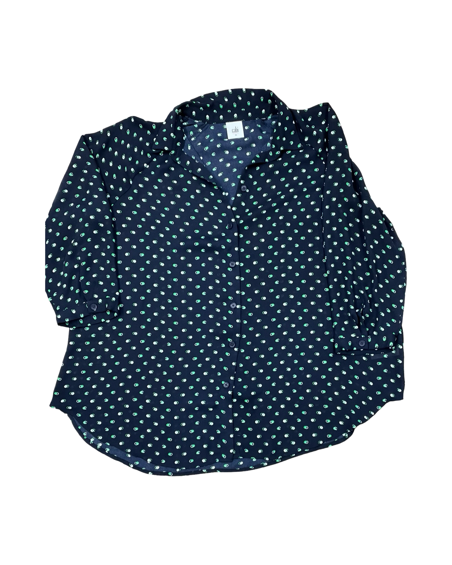 Blouse 3/4 Sleeve By Cabi In Blue & Green, Size:M