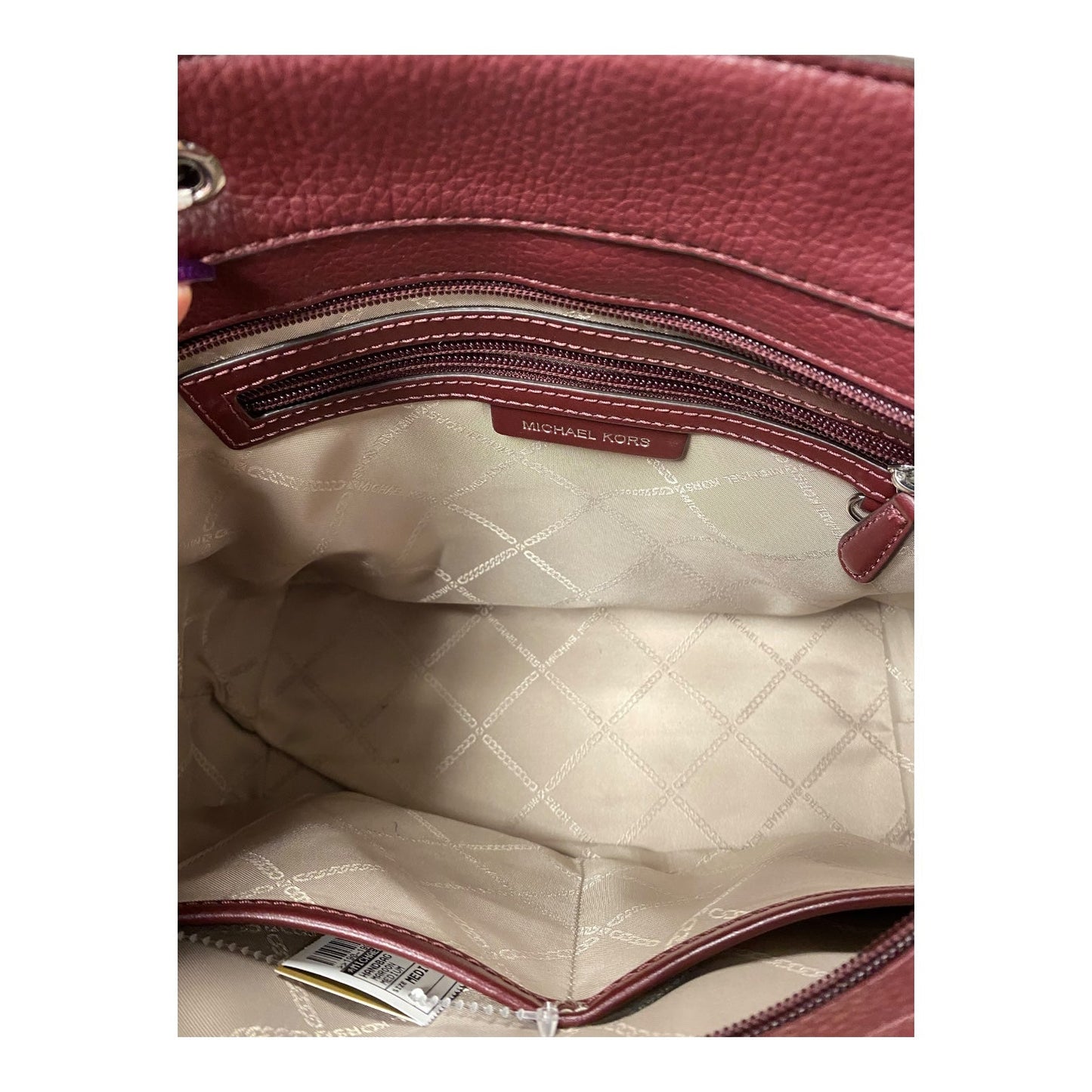 Handbag Designer By Michael Kors In Maroon, Size:Medium